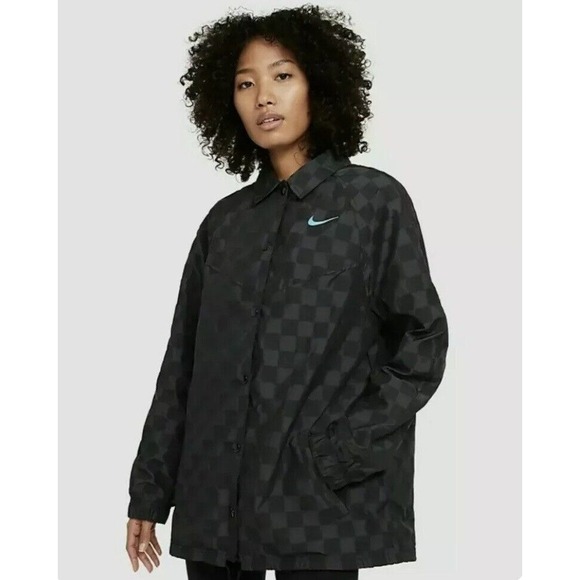 Nike Jackets & Blazers - Nike Sportswear Coaches Jacket NSW Checkered Button CZ8170 Nylon Women's SMALL